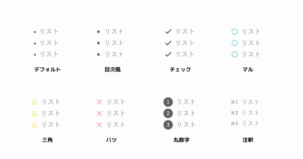 リストのデザイン例