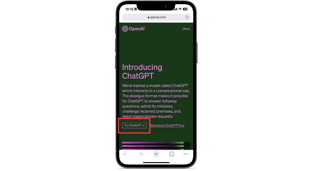 スマホで「Try ChatGPT」をクリック