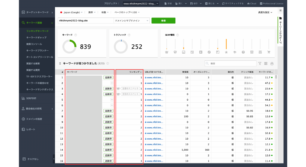 ランキングキーワードの使い方