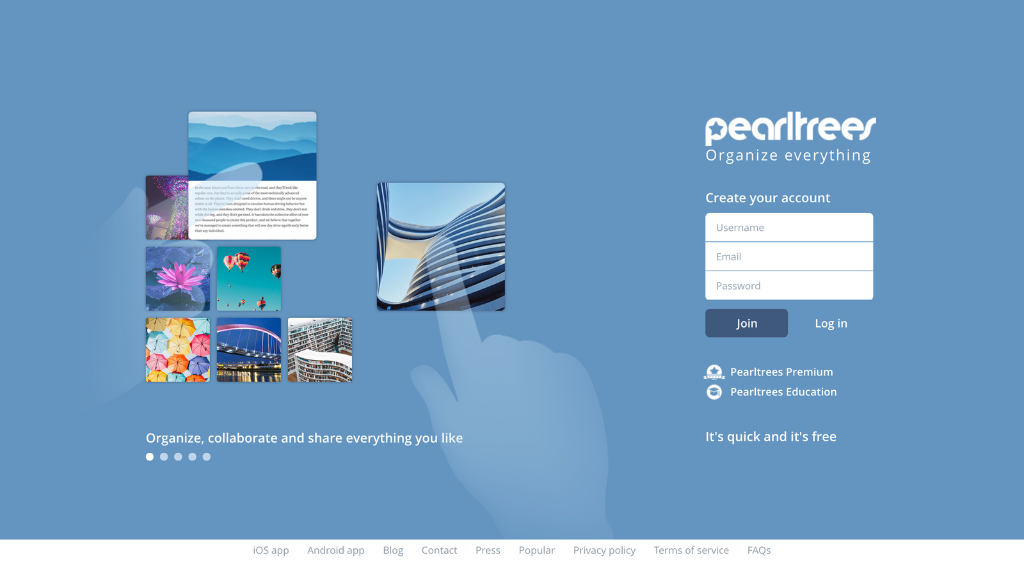 Pearltrees公式サイトのトップページ