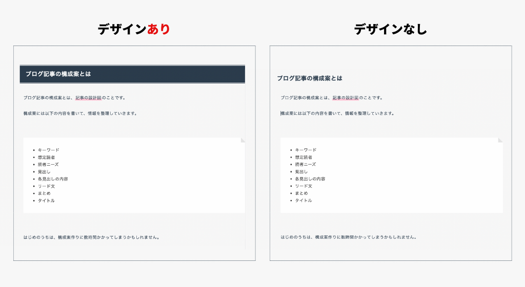 見出しのデザインの比較